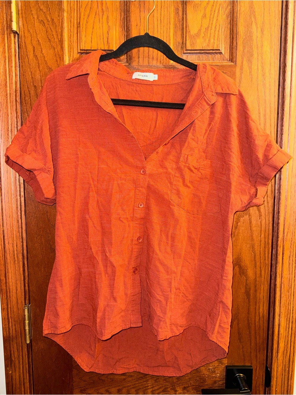 Lightweight Rust Short-Sleeve Button Down Shirt by A New Day